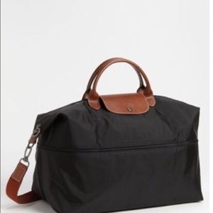SOLD Black Longchamp Expandable Duffle Bag